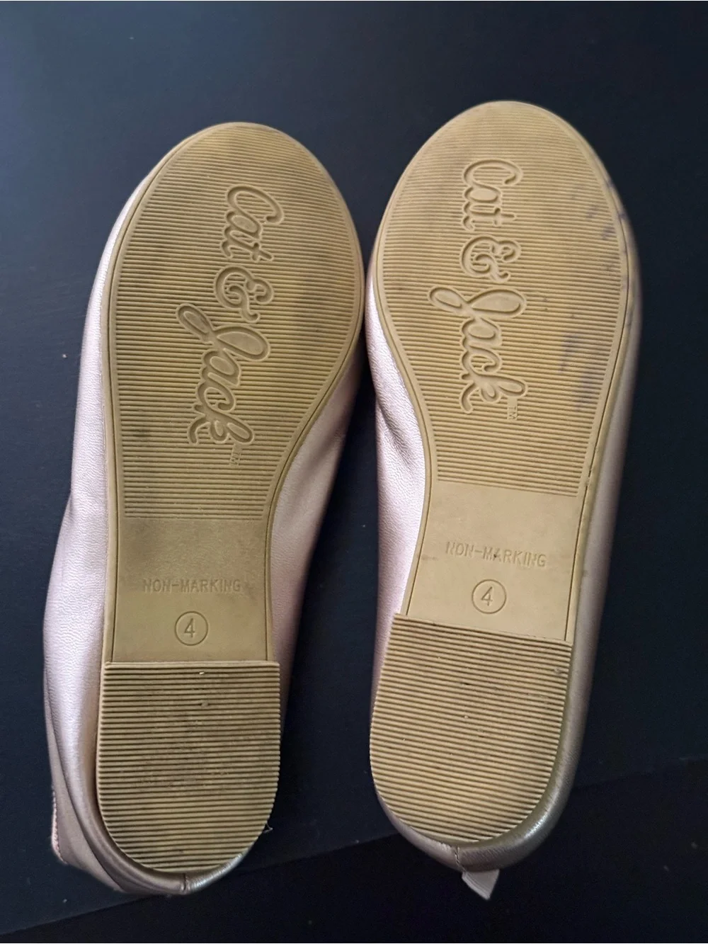 Cat & Jack Girls' Shimmering Rose Gold Ballet Flats with Bow